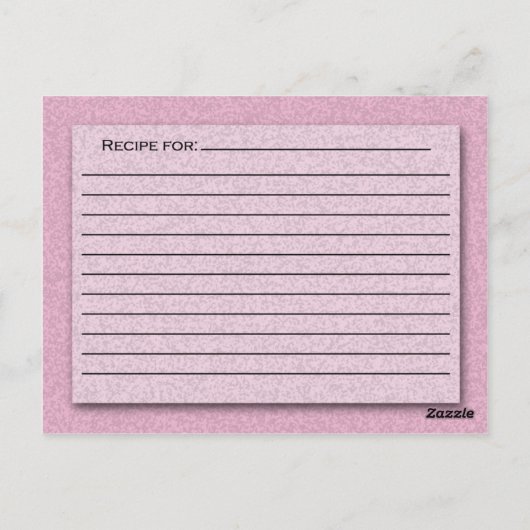 Carte de recette rose (Dos)