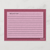 Carte de recette rose (Dos)