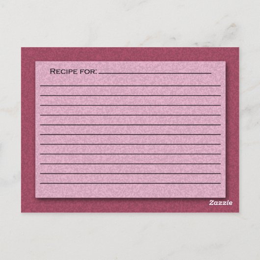 Carte de recette rose (Dos)