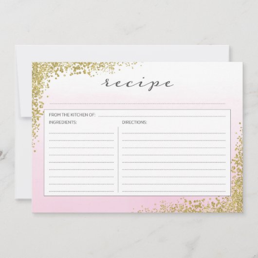 Carte de recette rose et or (Devant)