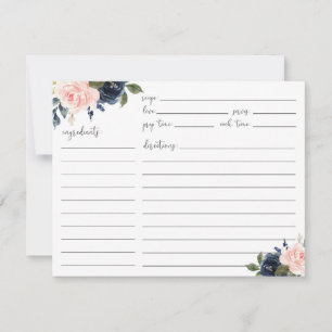 Carte de recette rose floral et marine