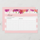 Carte de recette rose florale (Devant / Derrière)