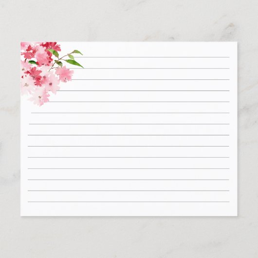 Carte de recette rose florale (Dos)