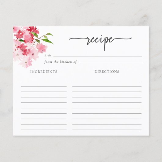 Carte de recette rose florale (Devant)