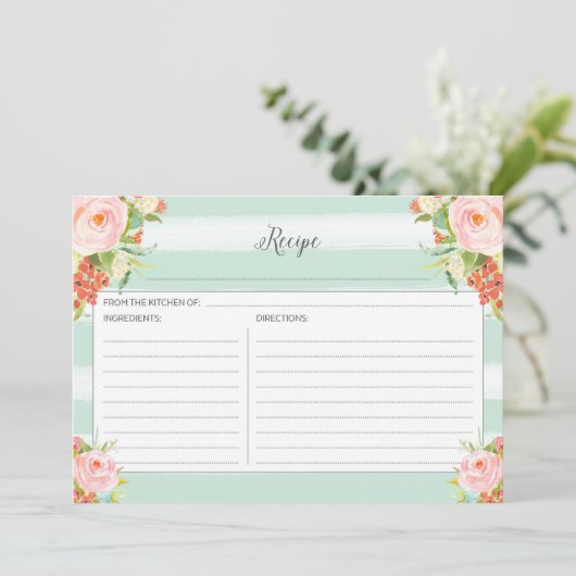 Carte de recette rose florale (Debout devant)