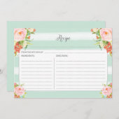 Carte de recette rose florale (Devant / Derrière)