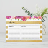 Carte de recette rose florale et or (Debout devant)