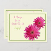 Carte de recette rose Gerber Daisy pour la mariée (Devant / Derrière)