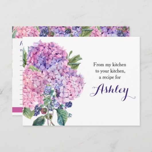 Carte de recette Rose Hydrangea Floral Blackberry (Devant / Derrière)