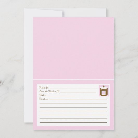 Carte de recette rose invitation pour une douche d (Dos)