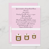 Carte de recette rose invitation pour une douche d (Devant / Derrière)