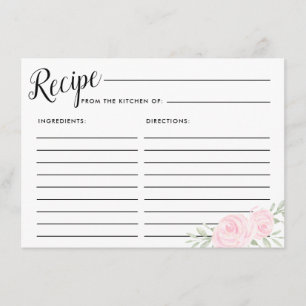 Carte de recette rose Rose Floral Bridal