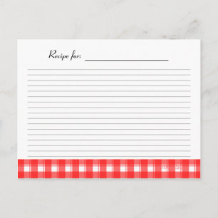 Carte de recette rouge blanc pays plaid