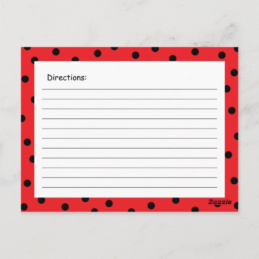 Carte de recette rouge de bitty Ladybug (Dos)