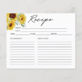 Carte de recette Rustic Chic Sunflower Fête des ma (Devant)