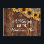 Carte de recette Rustic Wood & Burlap Sunflower Br<br><div class="desc">Rustic Wood & Burlap Sunflower Country Farmhouse Chic Mariage Recette Card! ~ Regardez ma boutique pour voir l'ensemble de la suite mariage pour ce design!</div>