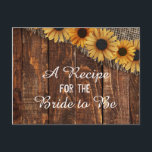 Carte de recette Rustic Wood & Burlap Sunflower Br<br><div class="desc">Rustic Wood & Burlap Sunflower Country Farmhouse Chic Mariage Recette Card! ~ Regardez ma boutique pour voir l'ensemble de la suite mariage pour ce design!</div>