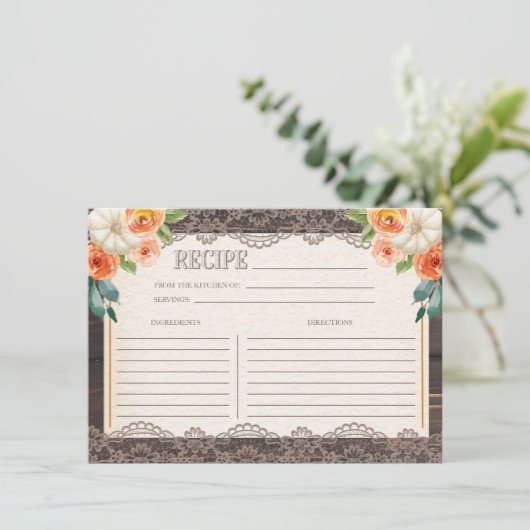 Carte de recette Rustic Wood Lace Fall (Debout devant)