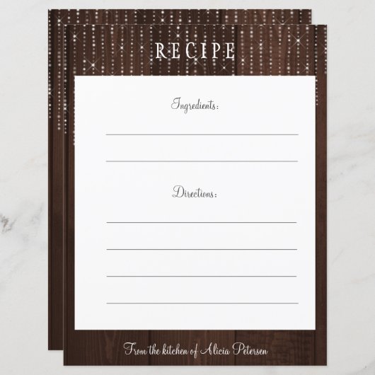 Carte de recette rustique élégant brun grange feu  (Devant / Derrière)