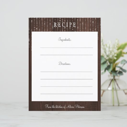 Carte de recette rustique élégant brun grange feu  (Debout devant)
