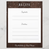 Carte de recette rustique élégant brun grange feu  (Devant)