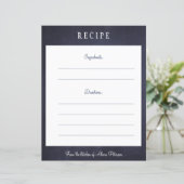 Carte de recette rustique et élégante marine (Debout devant)