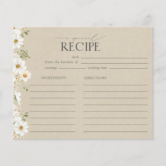 Carte de recette Rustique Fête des mariées aquarel (Devant)