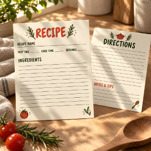 Carte de recette rustique ingrédients et instructi