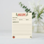 Carte de recette rustique ingrédients et instructi (Debout devant)