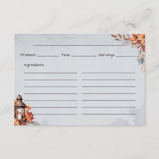 Carte de recette simple à tarte (Devant)