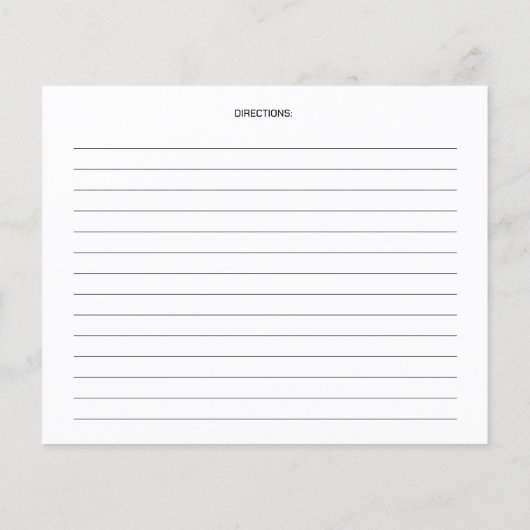 Carte de recette simple minimaliste (Dos)