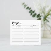 Carte de recette simple minimaliste (Debout devant)