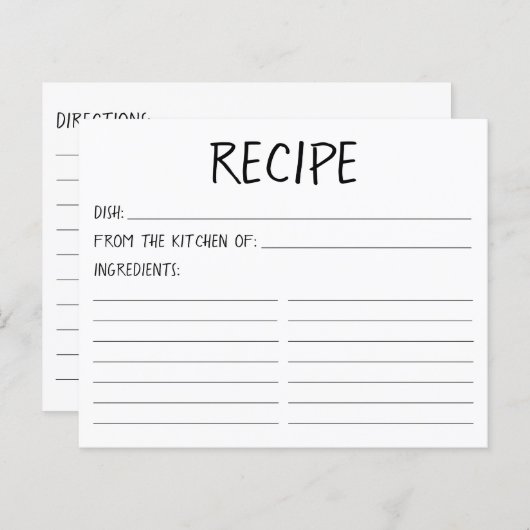 Carte de recette simple moderne (Devant / Derrière)