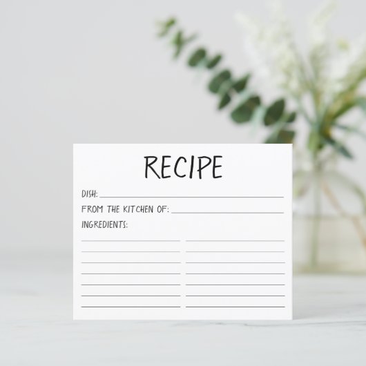 Carte de recette simple moderne (Debout devant)