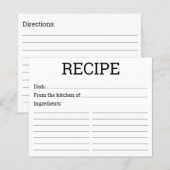 Carte de recette simple moderne (Devant / Derrière)