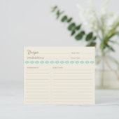 Carte de recette simple motif diamants sarcelle bo (Debout devant)