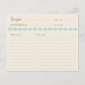 Carte de recette simple motif diamants sarcelle bo (Devant)