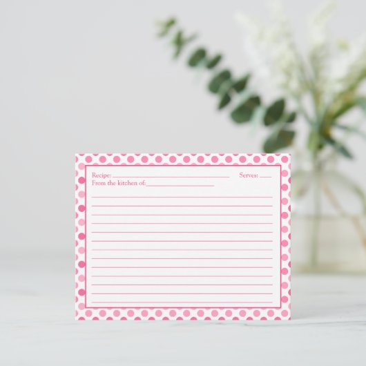 Carte de recette simple Polka blanche rose (Debout devant)