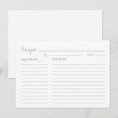 Carte de recette | Style de recette (Devant / Derrière)