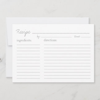 Carte de recette | Style de recette - 5x7