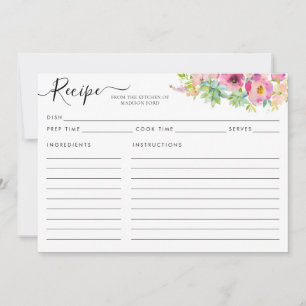 Carte de recette succulente rose flou moderne