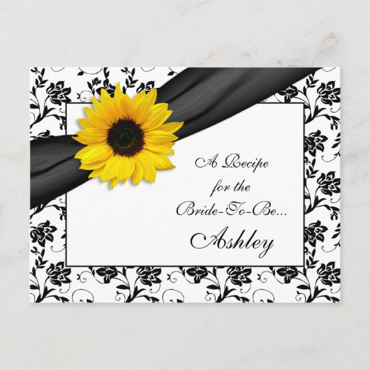 Carte de recette Sunflower Damask pour la mariée à (Devant)