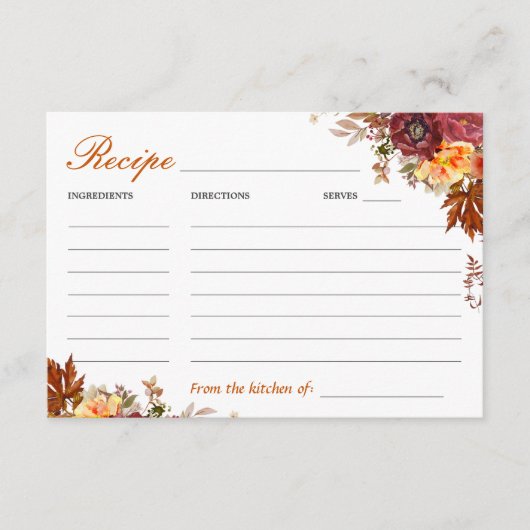 Carte de recette sur le thème de l'automne (Devant)