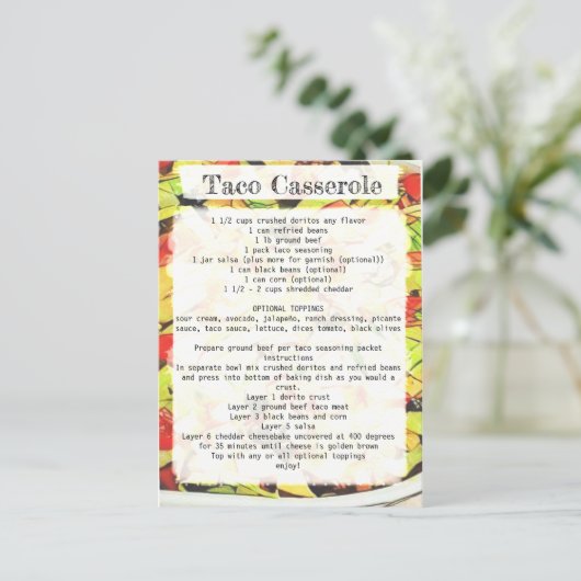 Carte de recette Taco casserole (Debout devant)