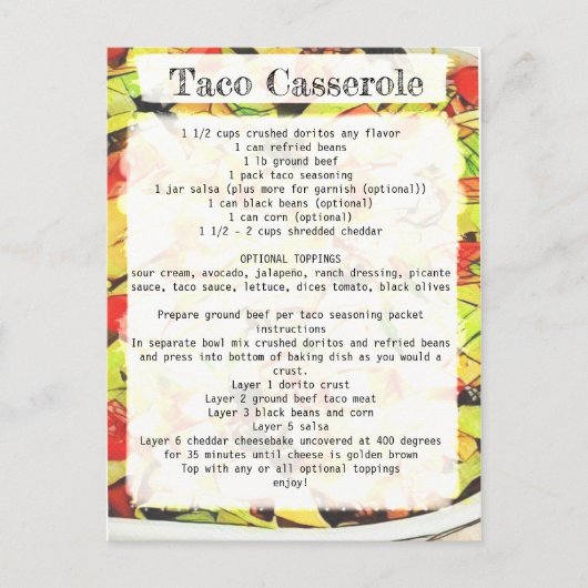 Carte de recette Taco casserole (Devant)