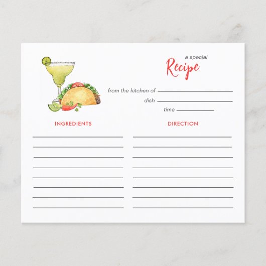 Carte de recette Taco et Tequila Bridal (Devant)