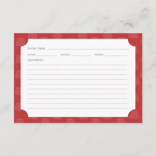 Carte de recette Tartan Rouge (Devant)