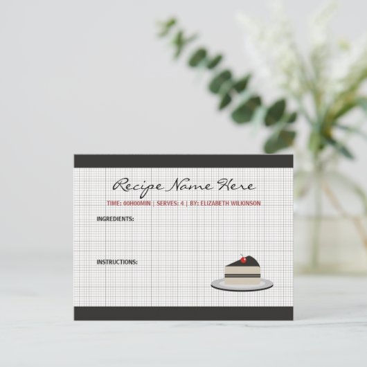 Carte de recette tranche de gâteau (Debout devant)
