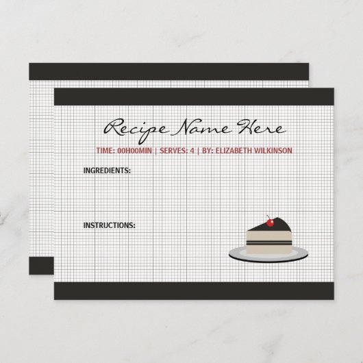 Carte de recette tranche de gâteau (Devant / Derrière)