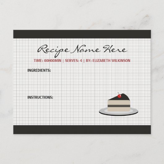 Carte de recette tranche de gâteau (Devant)